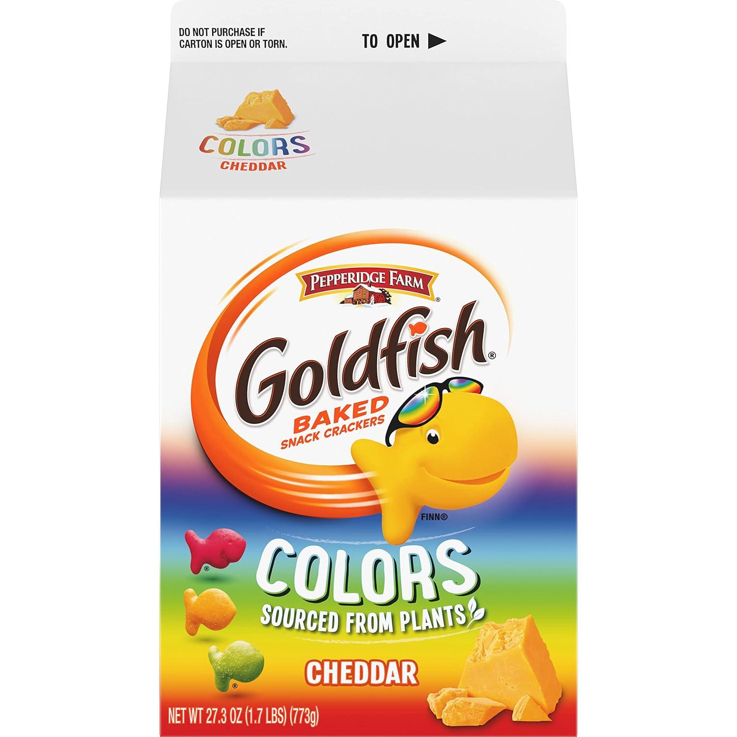 image:imageGoldfish Colors Cheddar Cheese Crackers 273 oz Carton Pack of 6