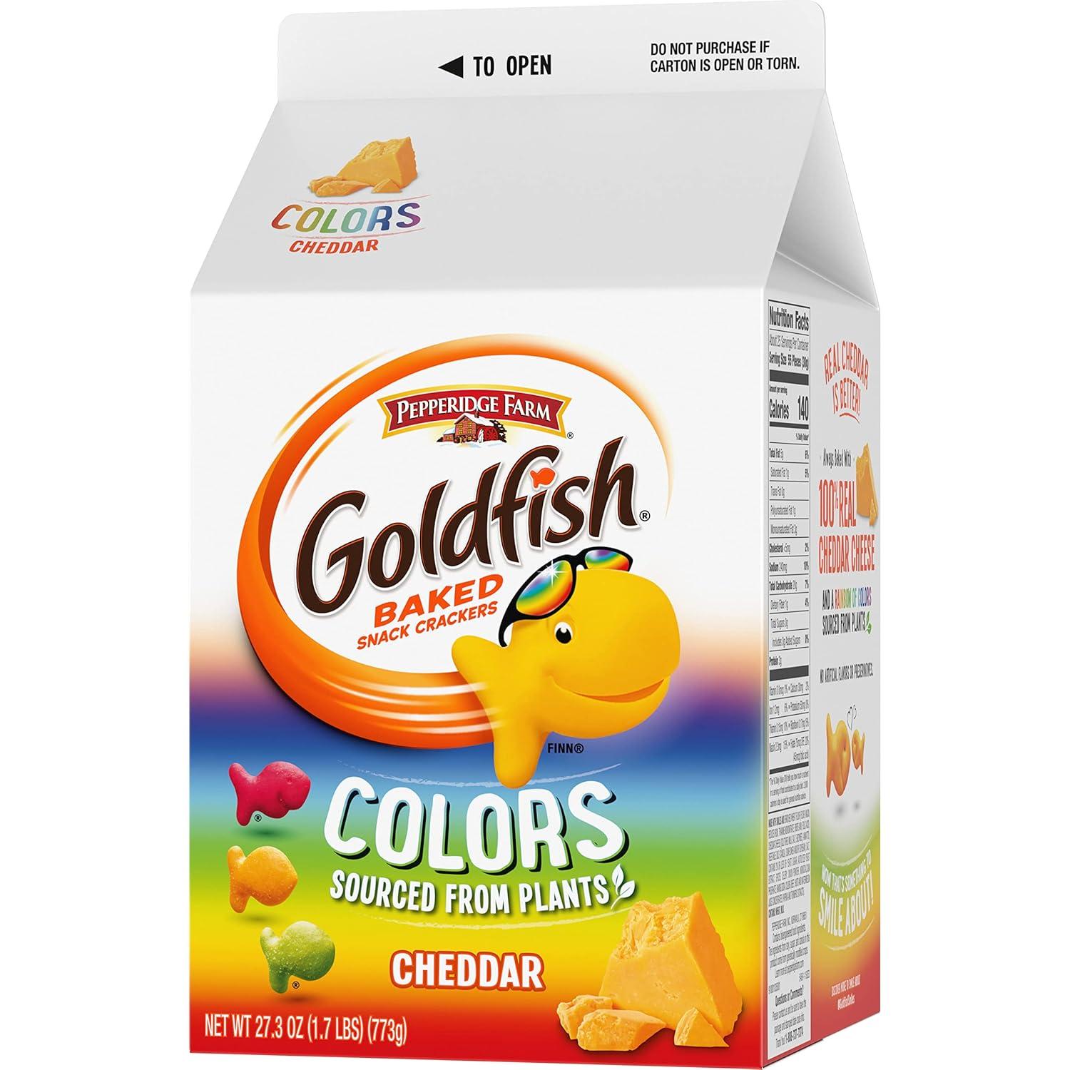 image:imageGoldfish Colors Cheddar Cheese Crackers 273 oz Carton Pack of 6