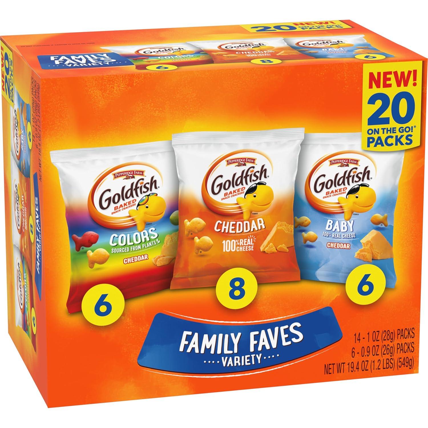 image:imageGoldfish Family Faves Crackers Cheddar Colors and Baby Crackers Snack Packs 20Ct Variety Pack