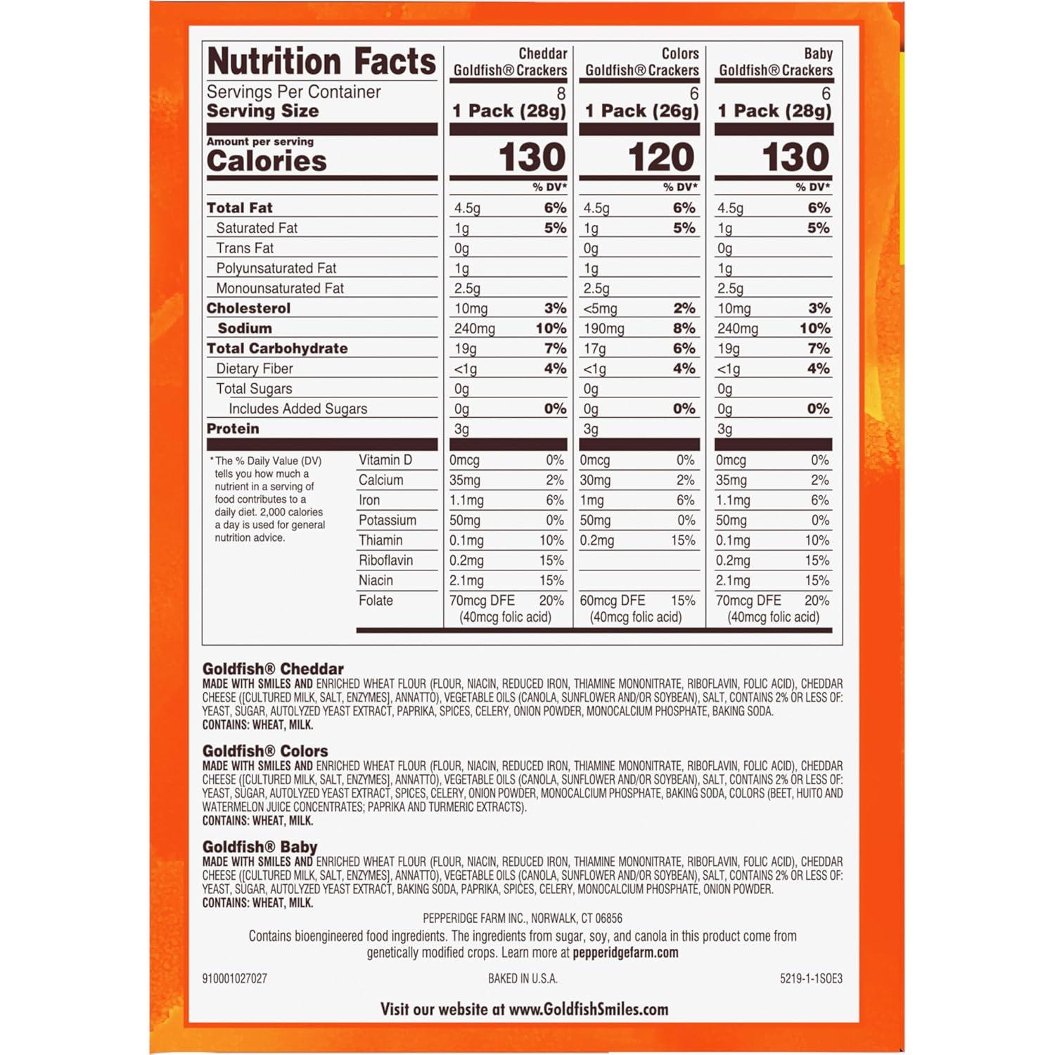 image:imageGoldfish Family Faves Crackers Cheddar Colors and Baby Crackers Snack Packs 20Ct Variety Pack