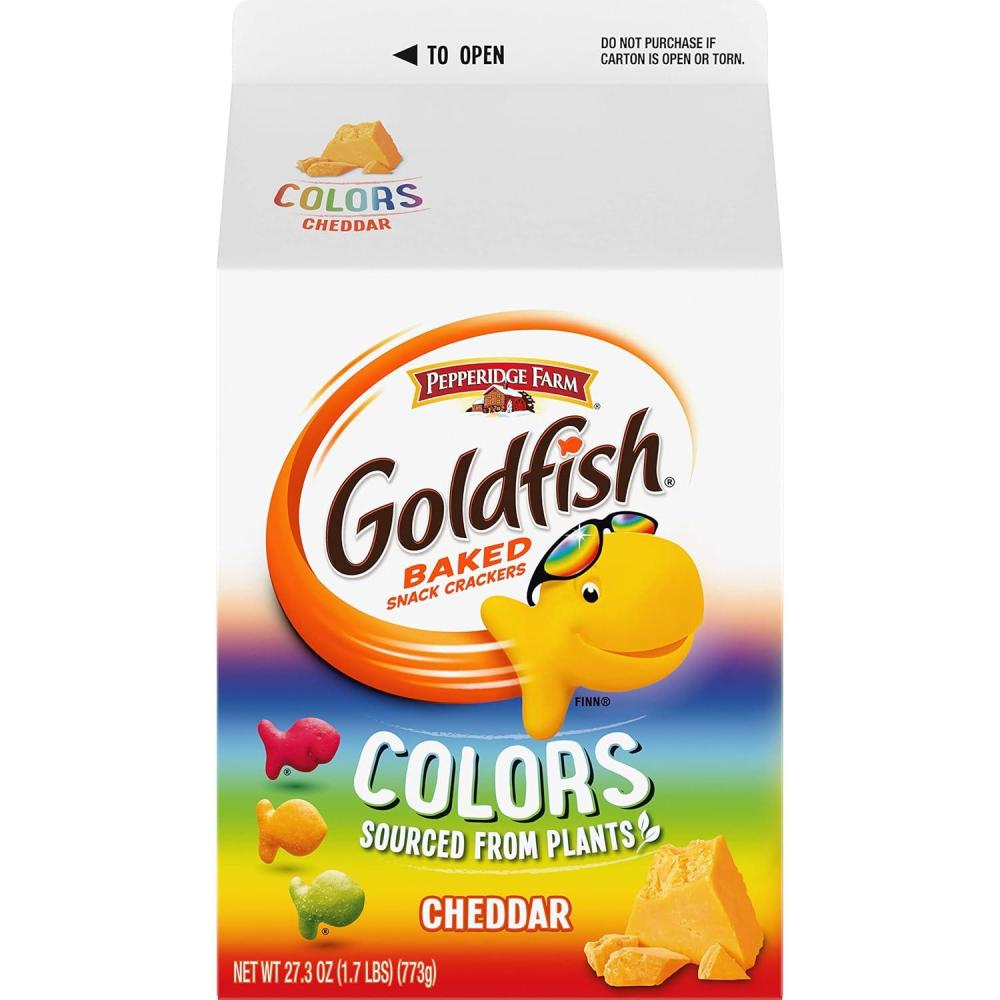 image:imageGoldfish Colors Cheddar Cheese Crackers 273 oz Carton Pack of 6