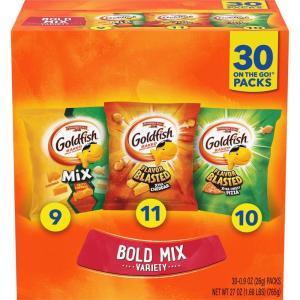 Goldfish Valentine’s Day Strawberry Shortcake Flavored Baked Graham Snacks, 24 Count 0.75 Oz(Bold Mix Variety)