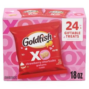 Goldfish Valentine’s Day Strawberry Shortcake Flavored Baked Graham Snacks, 24 Count 0.75 Oz(Valentine’s Day Strawberry Shortcake Flavored)
