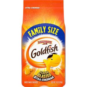Goldfish Crackers, Flavor Blasted Xtra Cheddar Crackers, Family Size, 10 Oz Bag(Xtra Cheddar)