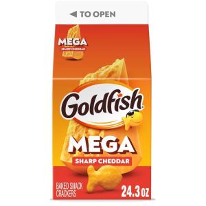 Goldfish Flavor Blasted Xtra Cheddar Cheese Crackers, 27.3 oz Carton(Mega Bites Sharp Cheddar)
