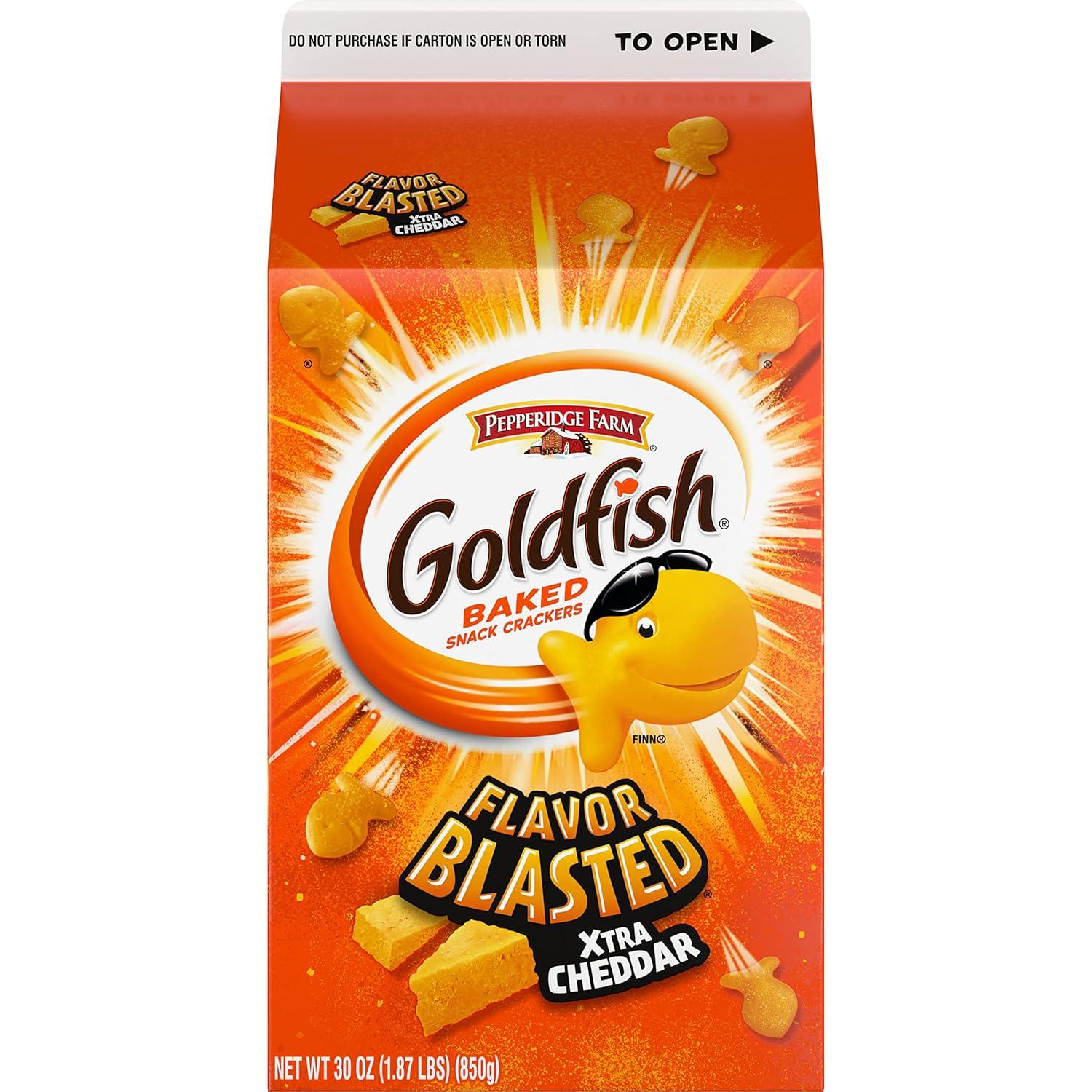 image:imageGoldfish Flavor Blasted Xtra Cheddar Cheese Crackers Baked Snack Crackers 30 Oz Carton