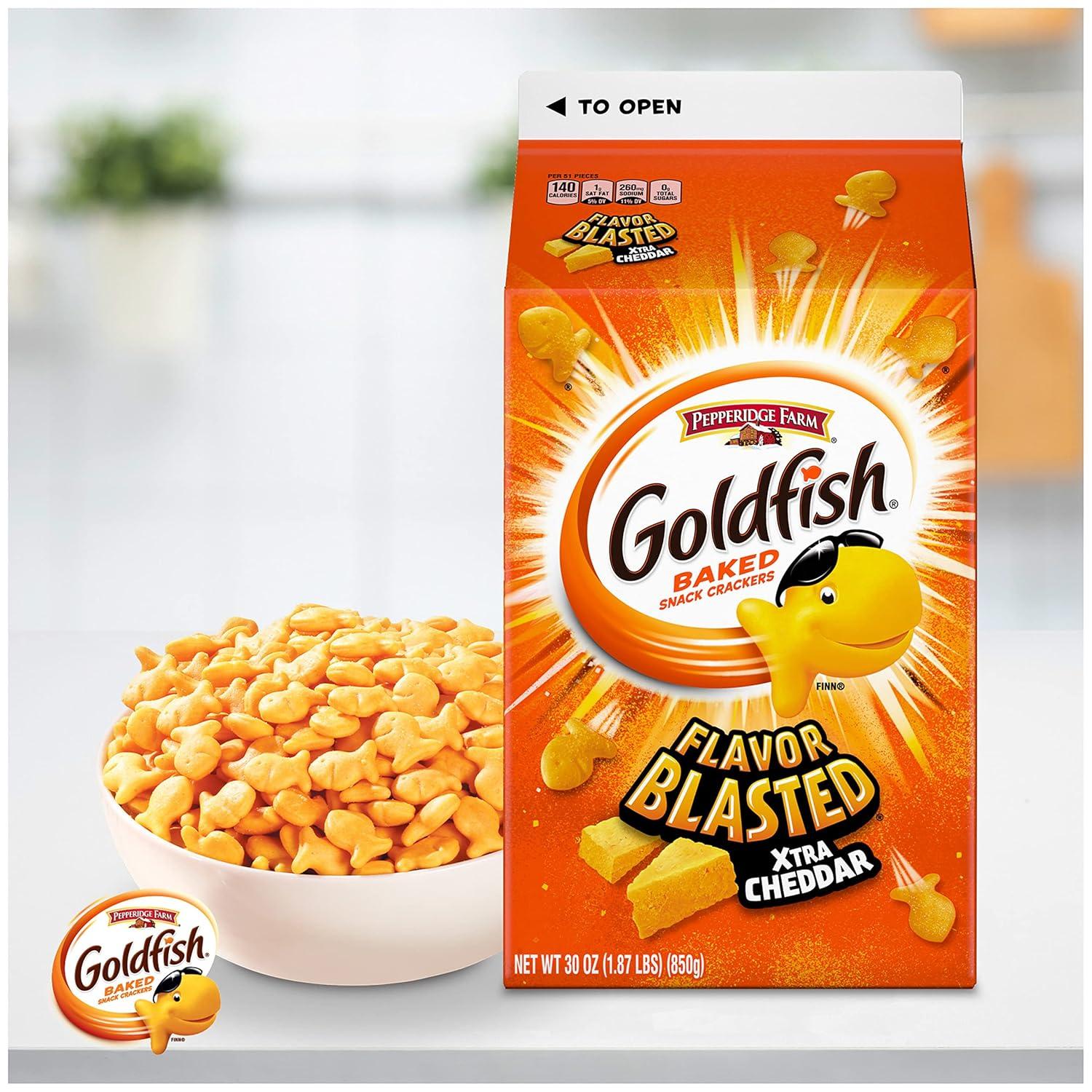 image:imageGoldfish Flavor Blasted Xtra Cheddar Cheese Crackers Baked Snack Crackers 30 Oz Carton