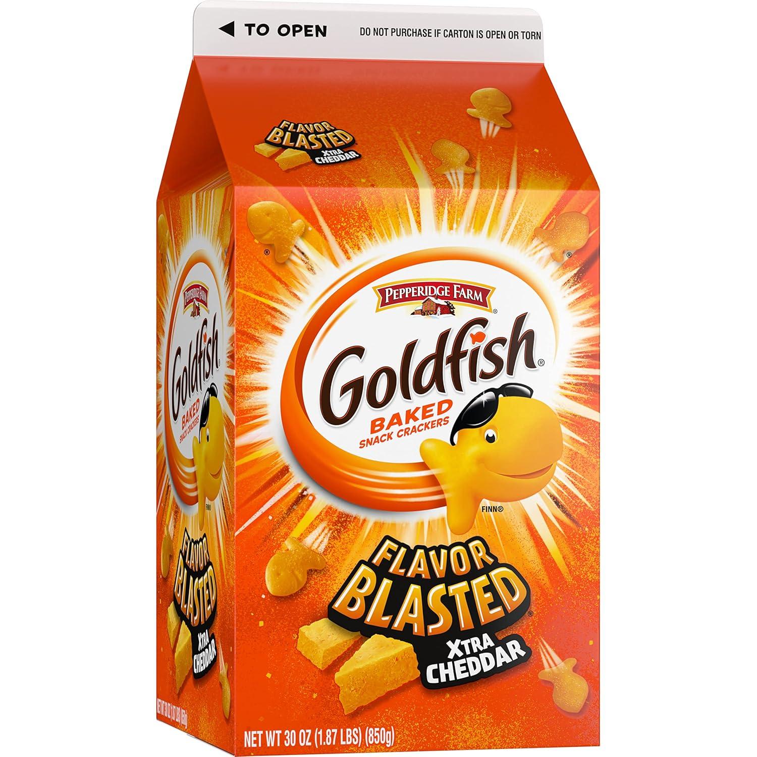 image:imageGoldfish Flavor Blasted Xtra Cheddar Cheese Crackers Baked Snack Crackers 30 Oz Carton