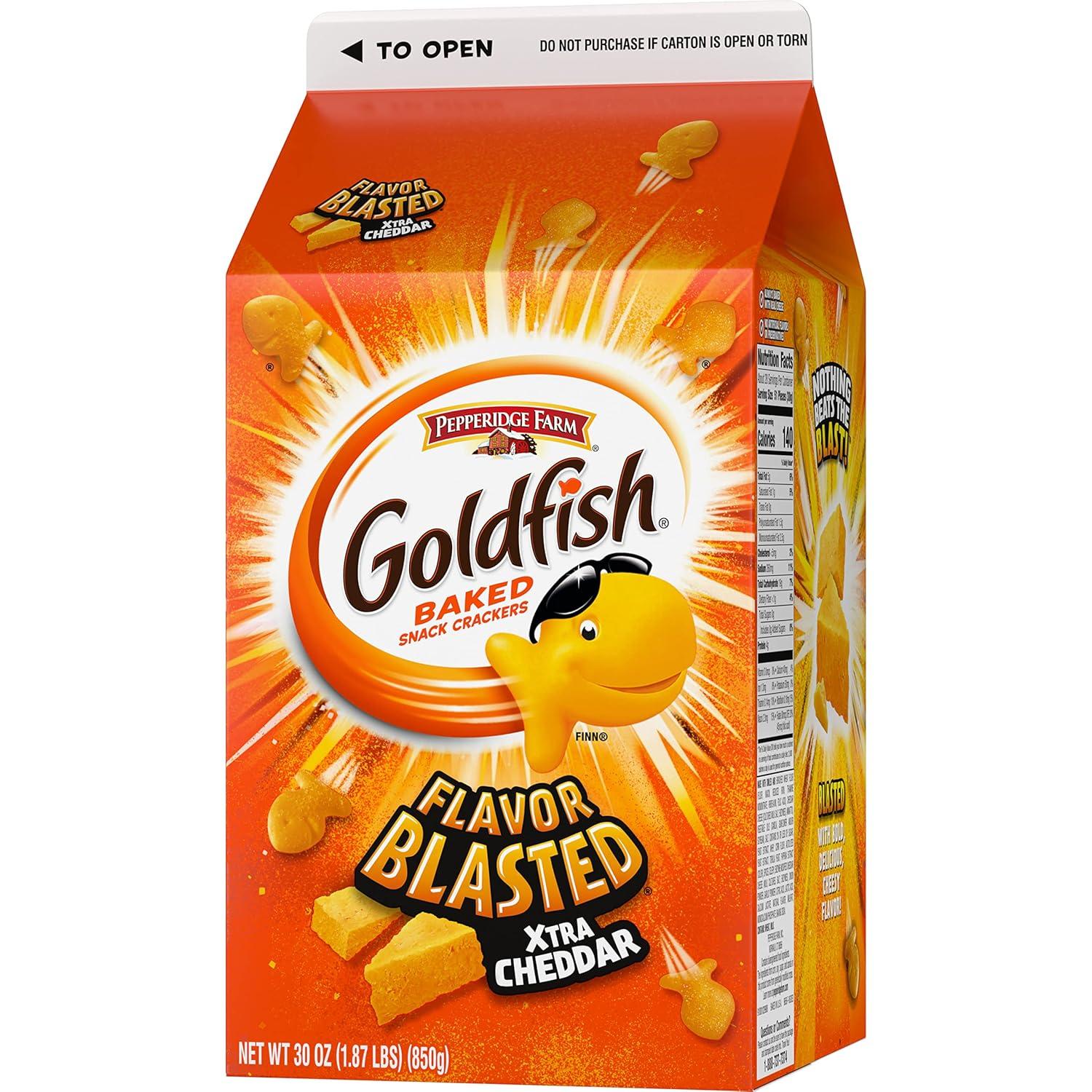image:imageGoldfish Flavor Blasted Xtra Cheddar Cheese Crackers Baked Snack Crackers 30 Oz Carton