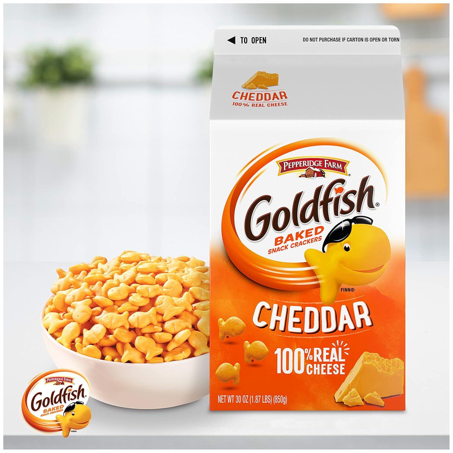 image:imageGoldfish Colors Cheddar Cheese Crackers Baked Snack Crackers 30 Oz CartonCheddar Cheese