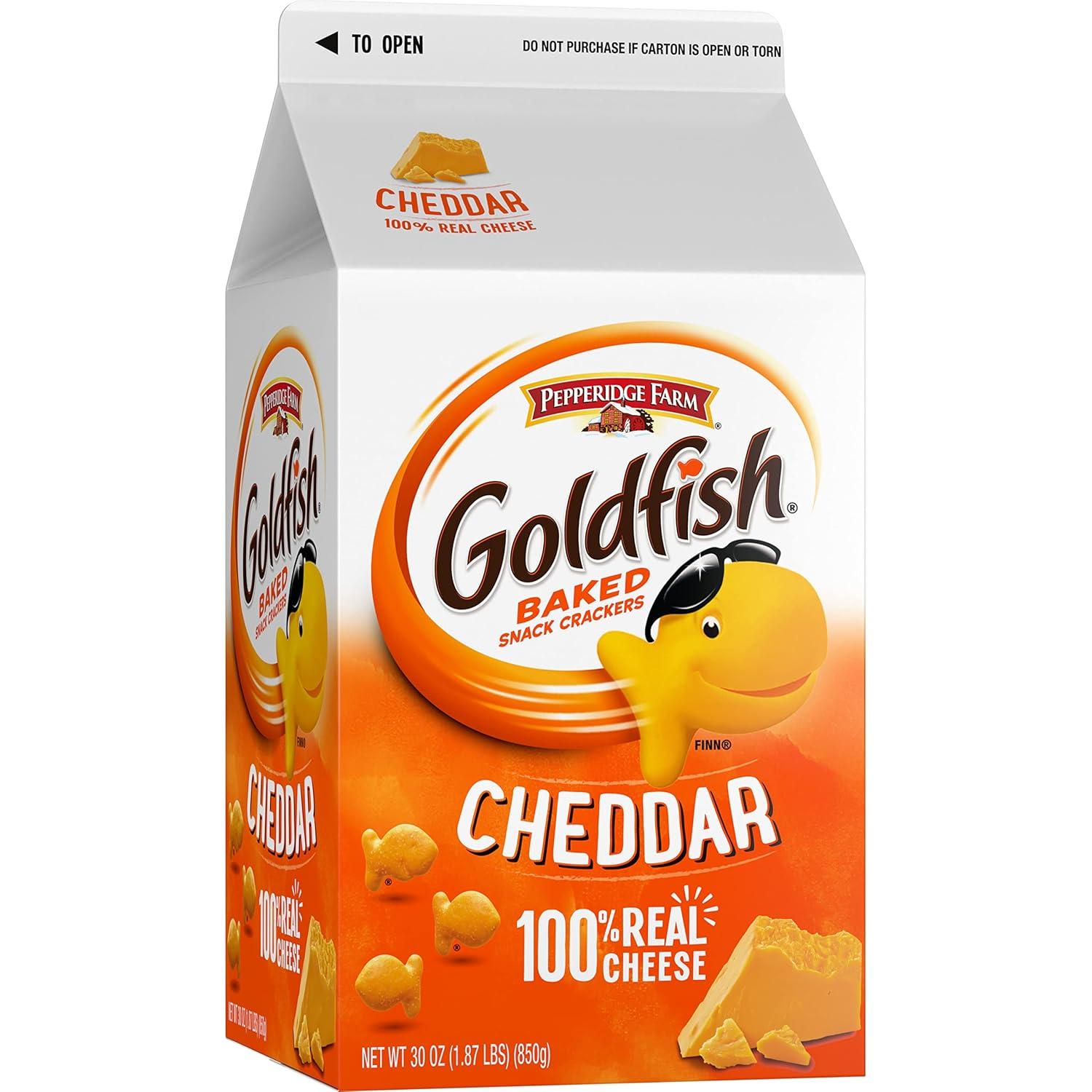 image:imageGoldfish Colors Cheddar Cheese Crackers Baked Snack Crackers 30 Oz CartonCheddar Cheese