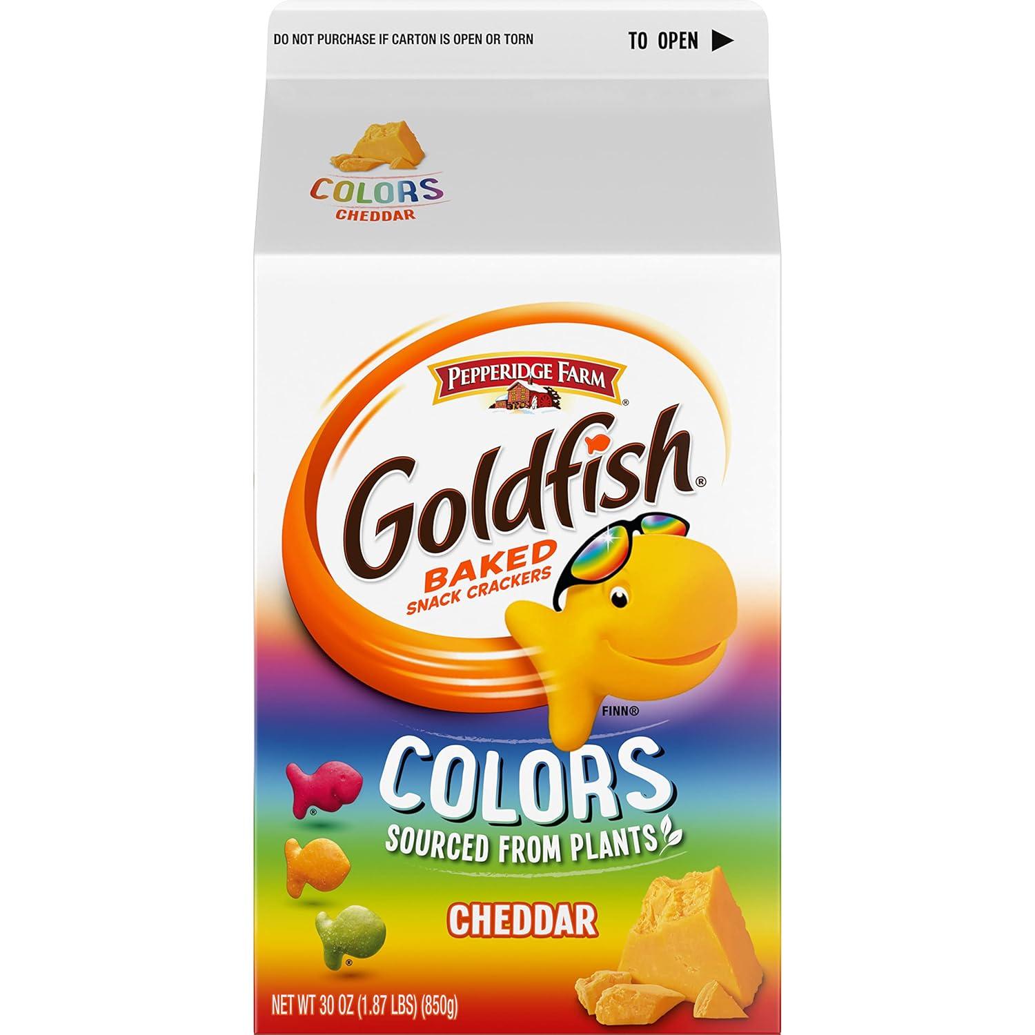 image:imageGoldfish Colors Cheddar Cheese Crackers Baked Snack Crackers 30 Oz CartonColors Cheddar