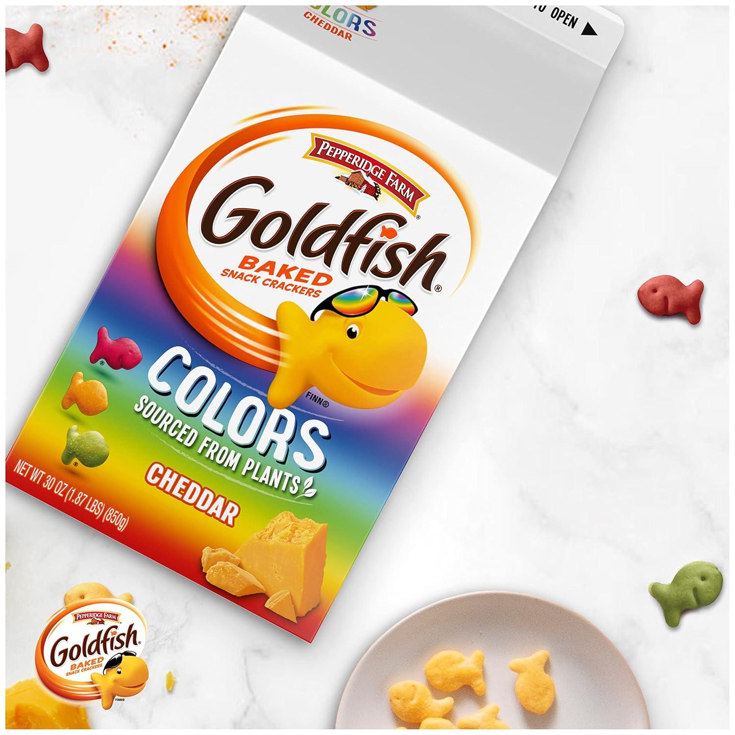 image:imageGoldfish Colors Cheddar Cheese Crackers Baked Snack Crackers 30 Oz CartonColors Cheddar