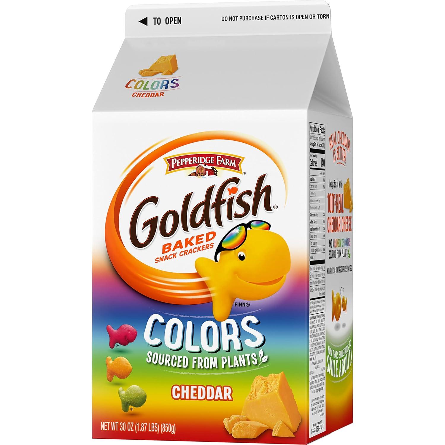 image:imageGoldfish Colors Cheddar Cheese Crackers Baked Snack Crackers 30 Oz CartonColors Cheddar