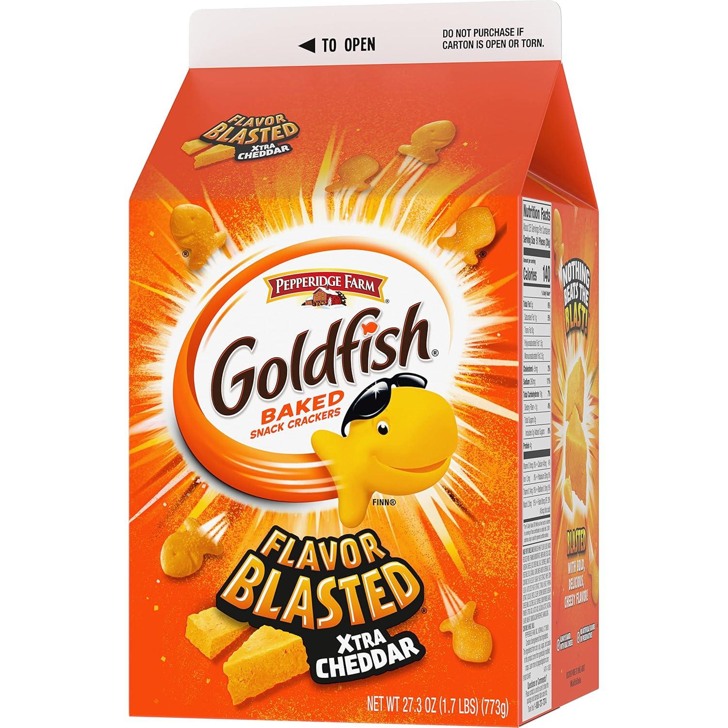 image:imageGoldfish Flavor Blasted Xtra Cheddar Cheese Crackers 273 oz Carton Pack of 6