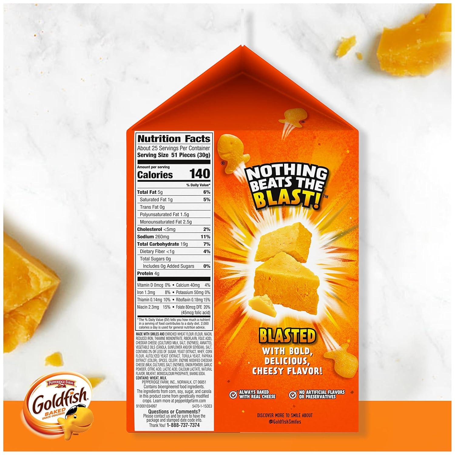 image:imageGoldfish Flavor Blasted Xtra Cheddar Cheese Crackers 273 oz Carton Pack of 6