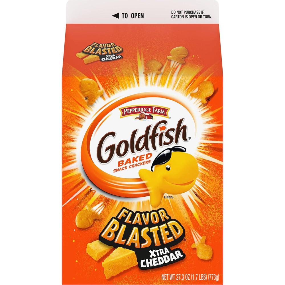 image:imageGoldfish Flavor Blasted Xtra Cheddar Cheese Crackers 273 oz Carton Pack of 6