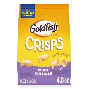 Goldfish Crisps White Cheddar Baked Chip Crackers, 4.8 Oz Bag